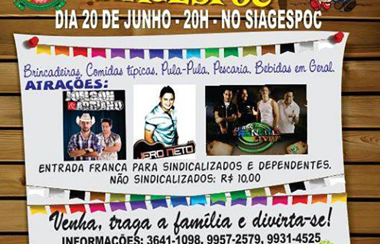 Ingressos para a festa junina já estão disponíveis no SIAGESPOC